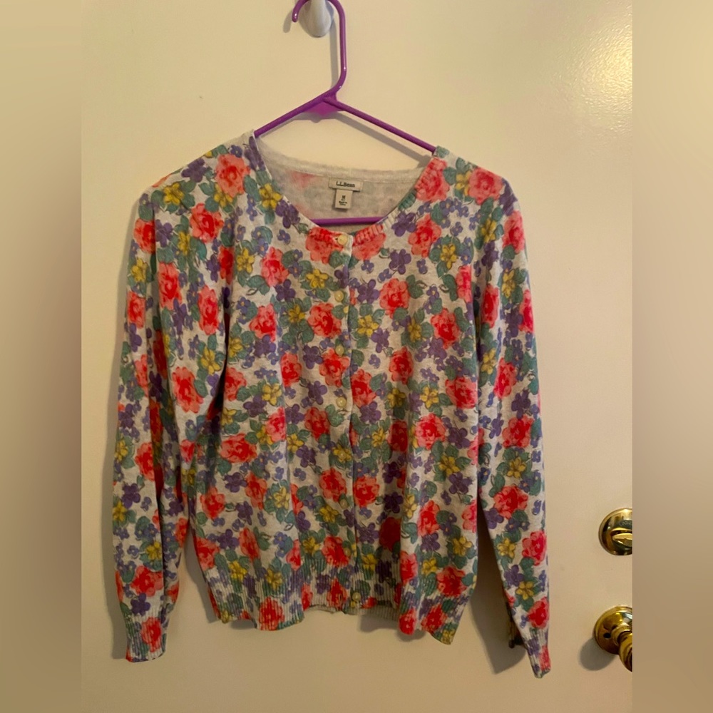L.L. Bean Floral Cardigan